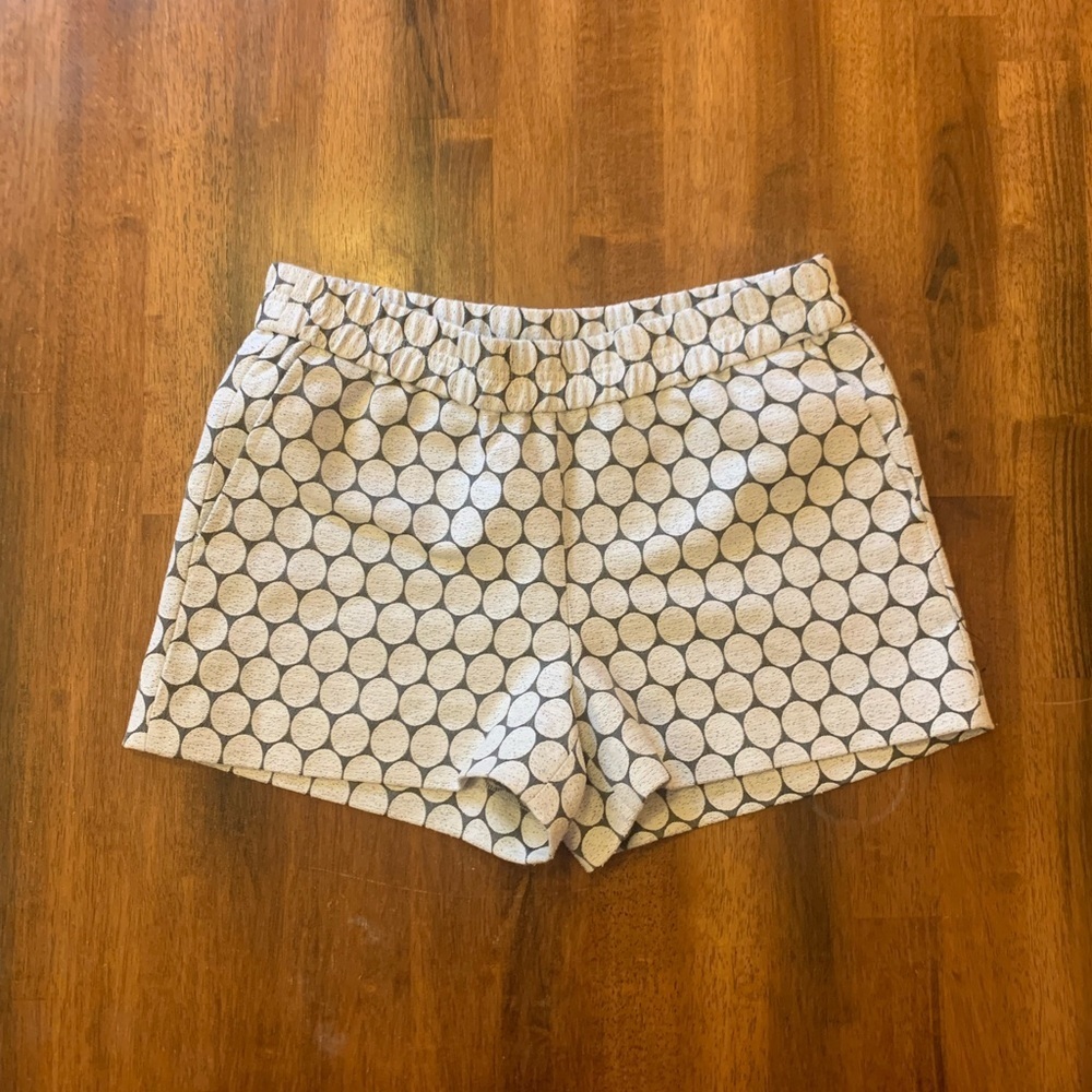 J. Crew Shorts 4 Cream and Black High Waist Polka Dot Geometric Pattern Elastic